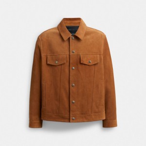 Coach Suede Leather Jacket Marrom | COH866866
