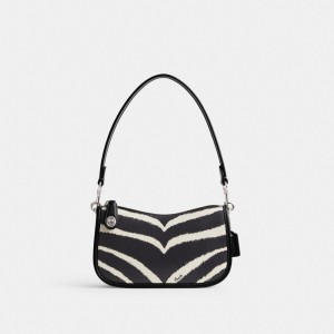 Coach Swinger Bag 20 With Zebra Print Prateadas | COH865370