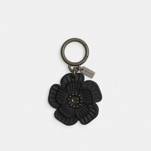 Coach Tea Rose Bag Charm Pretas Pretas | COH866478