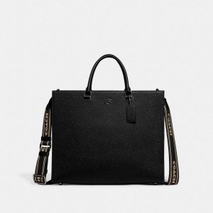 Coach Tote Bag 40 With Signature Canvas Pretas | COH866522