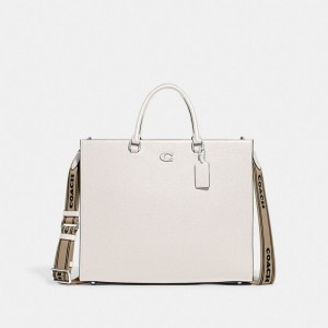 Coach Tote Bag 40 With Signature Canvas Branco | COH866661