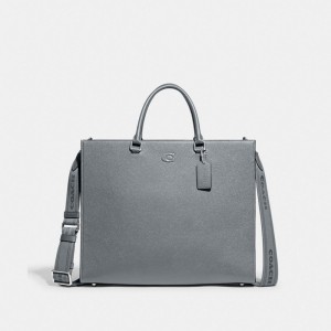 Coach Tote Bag 40 With Signature Canvas Cinzentas Azuis | COH865018