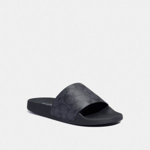 Coach Udele Sport Slide In Signature Canvas Cinzentas Pretas | COH865890