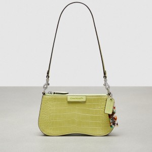 Coach Wavy Baguette Bag In Croc Embossed Coachtopia Leather Luz Verdes | COH864896