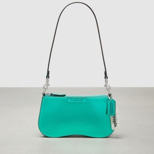 Coach Wavy Baguette Bag In Metallic Coachtopia Leather Verdes Metal | COH864908