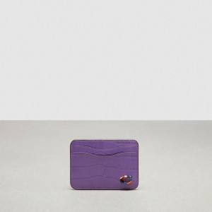 Coach Wavy Card Case In Croc Embossed Coachtopia Leather Roxo | COH865598
