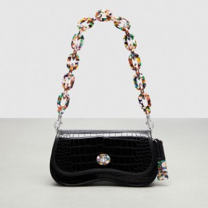 Coach Wavy Dinky Bag In Croc Embossed Coachtopia Leather Pretas | COH864849