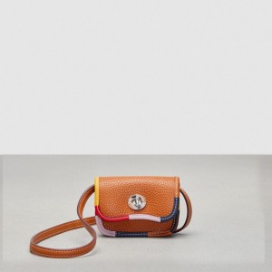 Coach Wavy Wallet With Colorful Binding In Upcrafted Leather Marrom | COH865591
