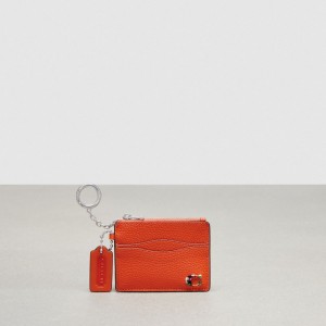Coach Wavy Zip Card Case In Pebbled Coachtopia Leather With Key Ring Laranja | COH865595