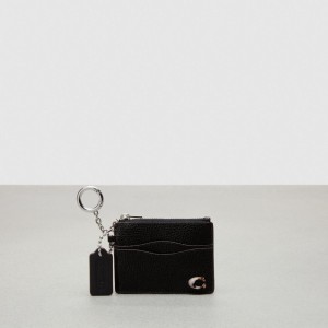 Coach Wavy Zip Card Case In Pebbled Coachtopia Leather With Key Ring Pretas | COH865596