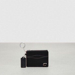 Coach Wavy Zip Card Case With Key Ring In Smooth Coachtopia Leather Pretas | COH865597