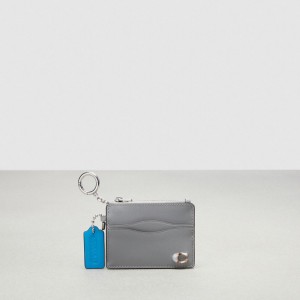 Coach Wavy Zip Card Case With Key Ring In Smooth Coachtopia Leather Cinzentas | COH865657