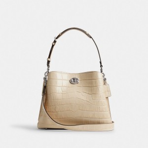 Coach Willow Shoulder Bag Prateadas Branco | COH864956