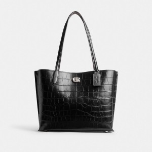Coach Willow Tote Bag Prateadas Pretas | COH865060