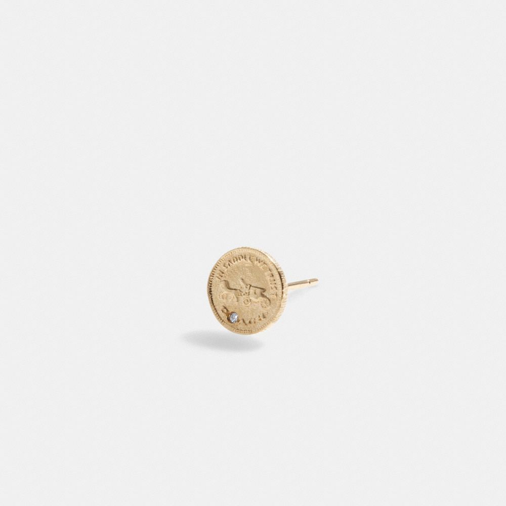 Coach 14 K Gold Coin Single Stud Earring Douradas | COH866109