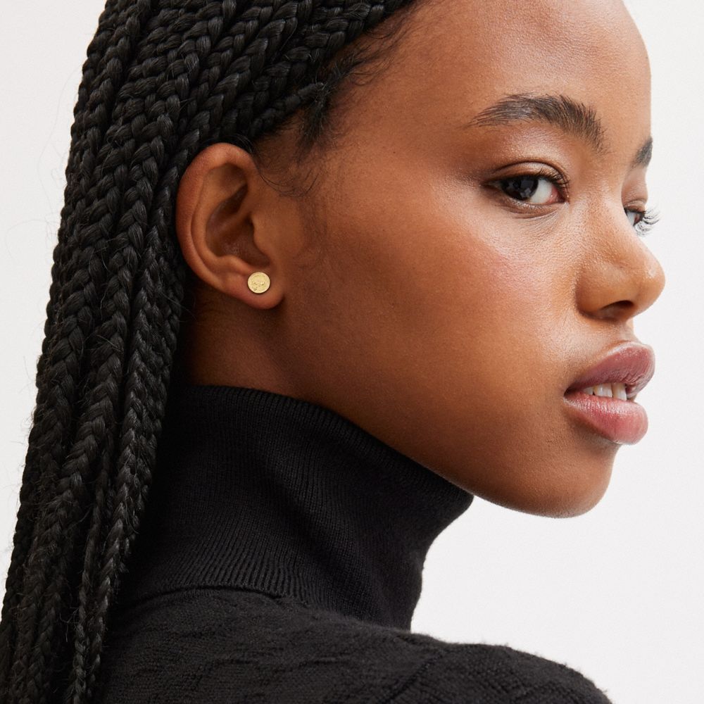 Coach 14 K Gold Coin Single Stud Earring Douradas | COH866109