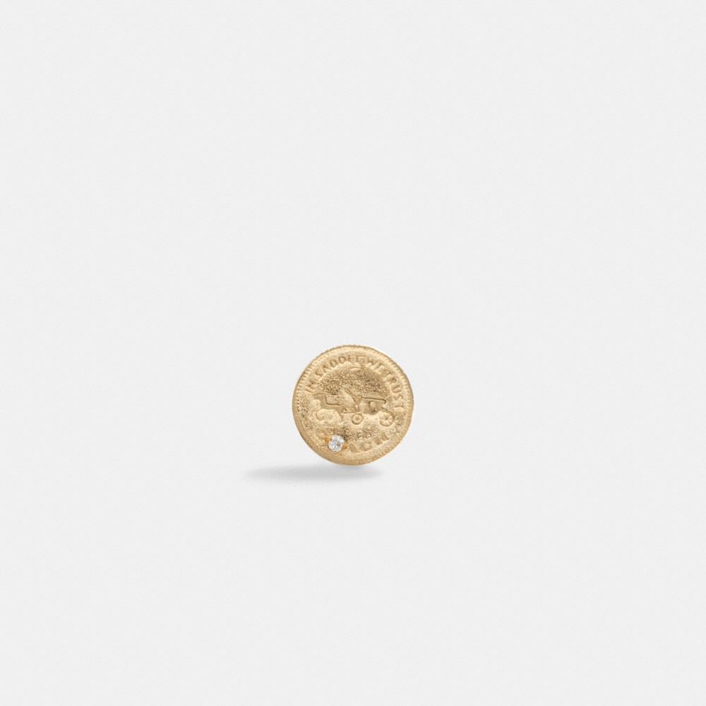Coach 14 K Gold Coin Single Stud Earring Douradas | COH866109