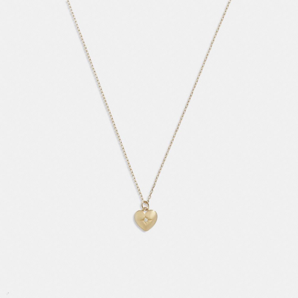 Coach 14 K Gold Heart Pendant Necklace Douradas | COH866120