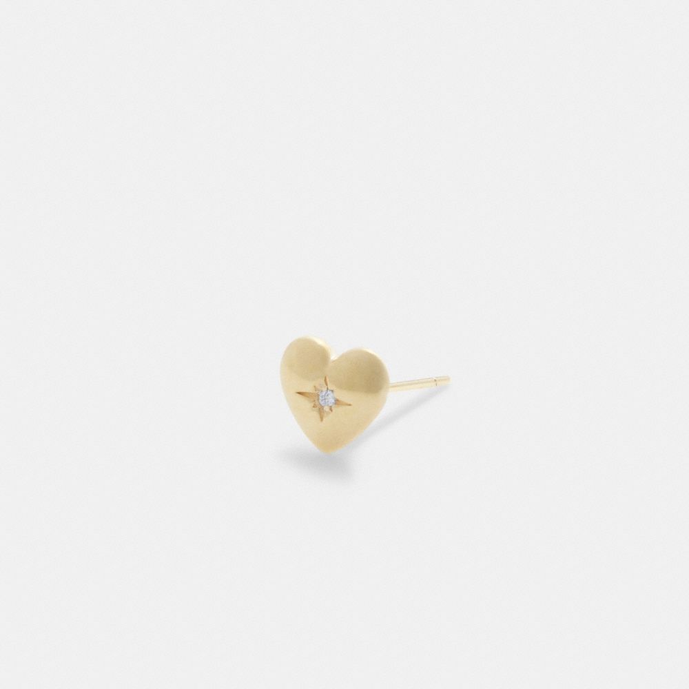 Coach 14 K Gold Heart Single Stud Earring Douradas | COH866105