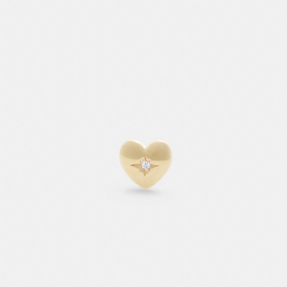 Coach 14 K Gold Heart Single Stud Earring Douradas | COH866105