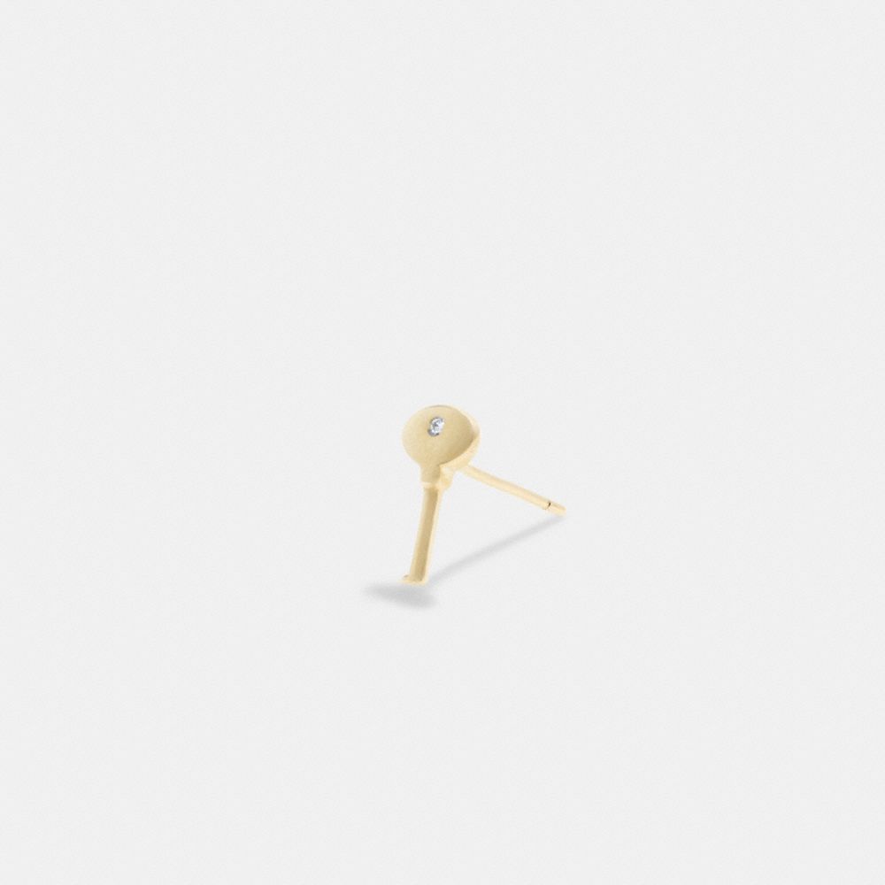Coach 14 K Gold Key Single Stud Earring Douradas | COH866104