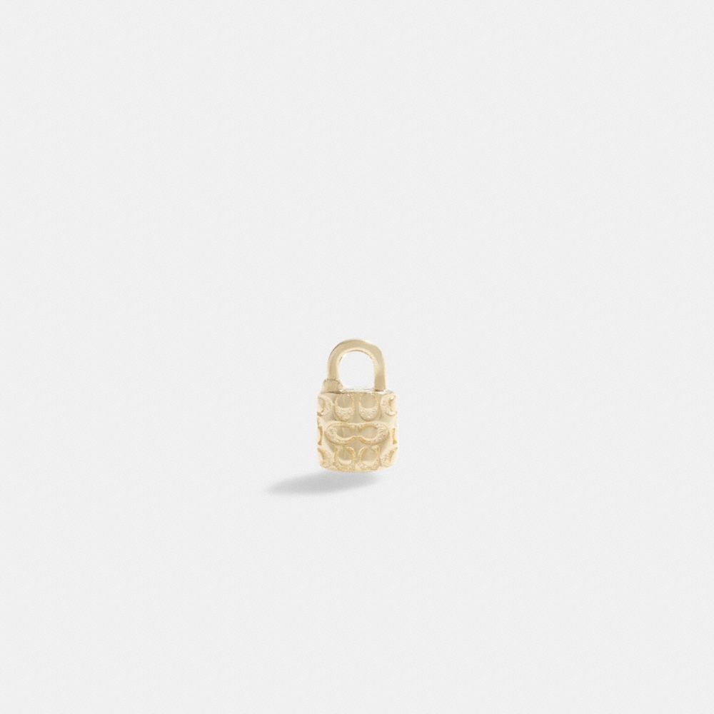Coach 14 K Gold Quilted Signature Padlock Single Stud Earring Douradas | COH866102