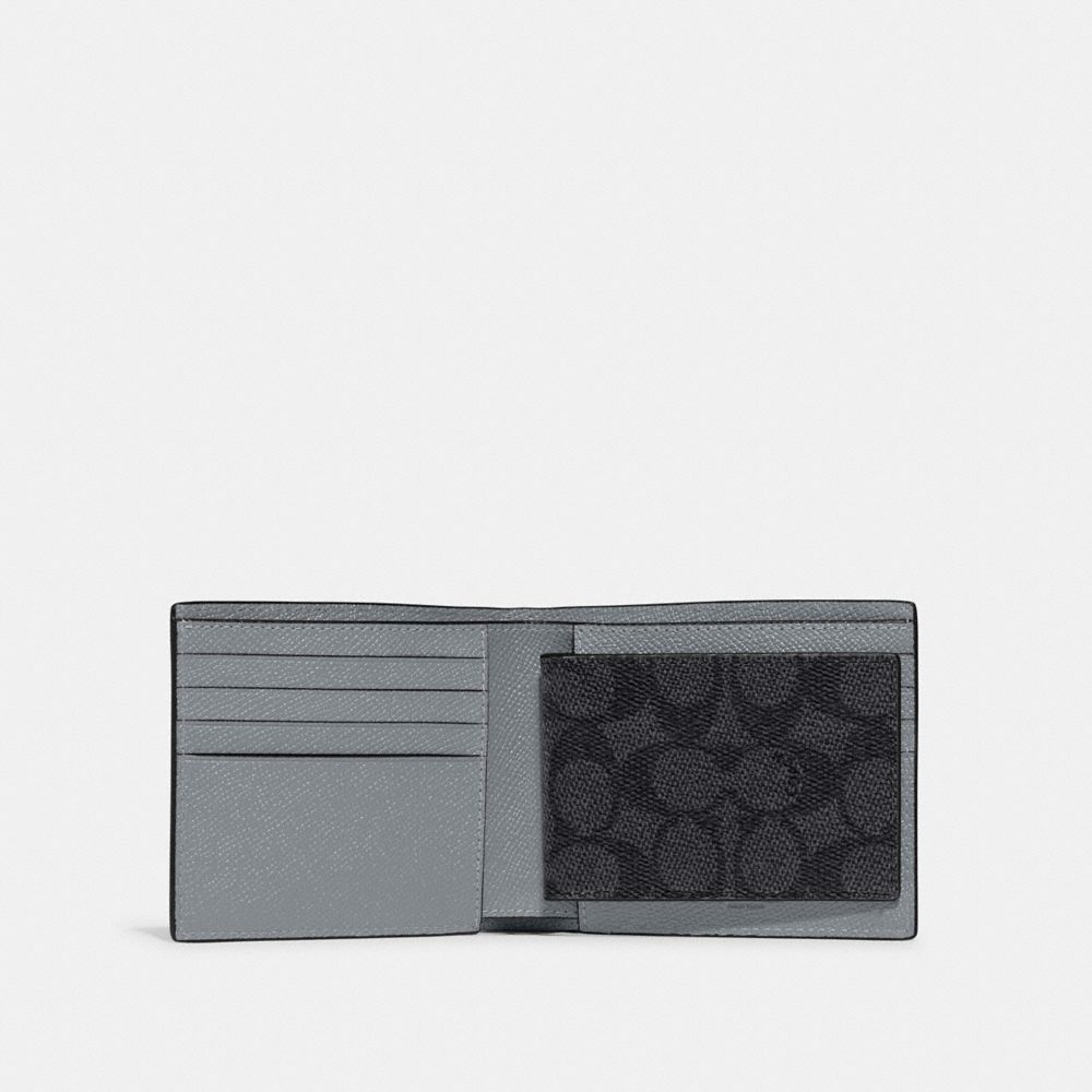 Coach 3 In 1 Wallet With Signature Canvas Interior Cinzentas Azuis | COH866696