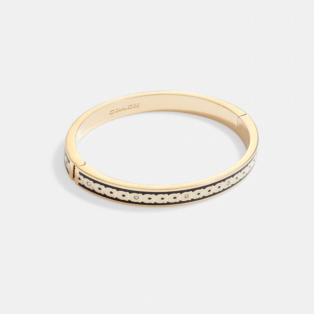 Coach 6 Mm Signature Enamel Bangle Douradas Pretas | COH866080