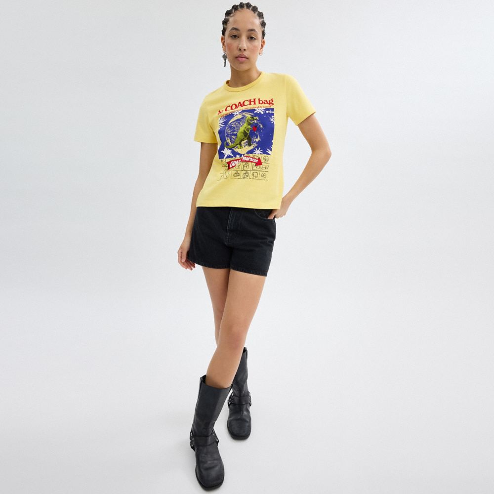Coach 90's T Shirt In Organic Cotton Amarelas | COH866014