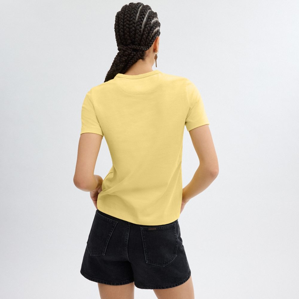 Coach 90's T Shirt In Organic Cotton Amarelas | COH866014