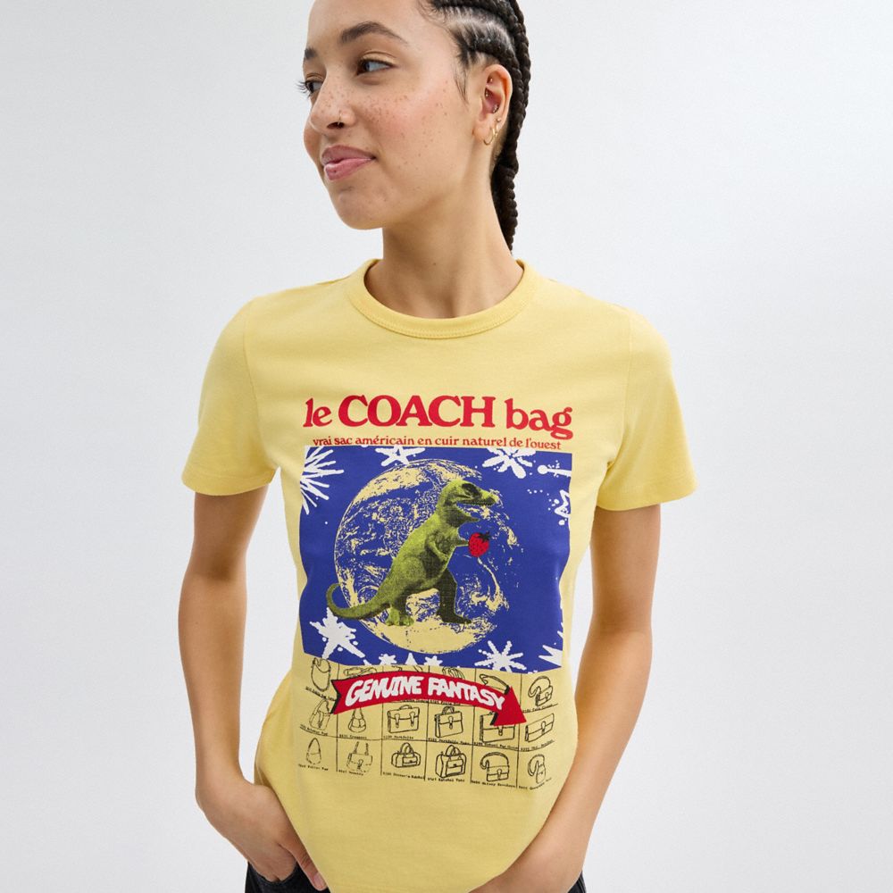 Coach 90's T Shirt In Organic Cotton Amarelas | COH866014