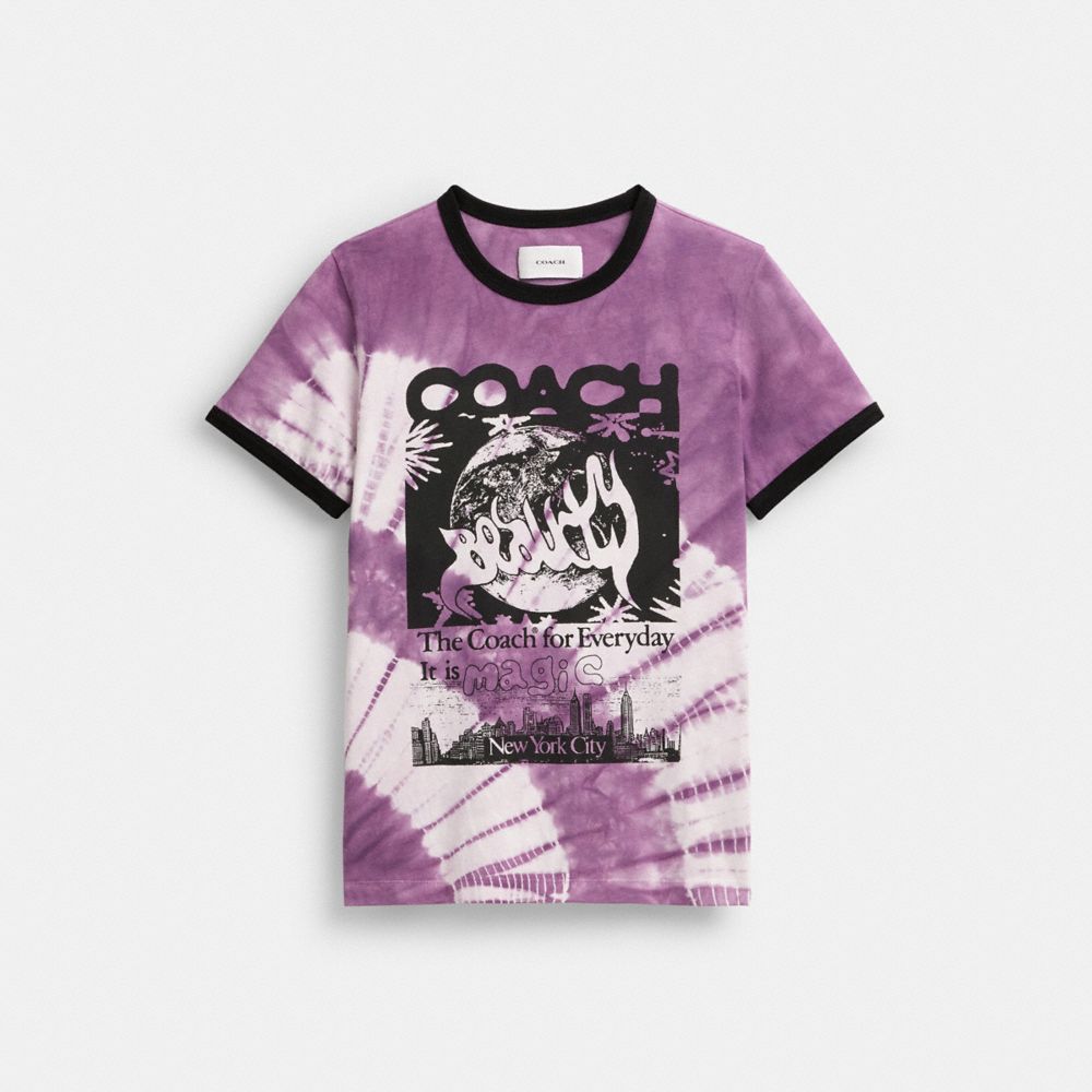 Coach 90's Tie Dye T Shirt In Organic Cotton Roxo Multicoloridas | COH866010