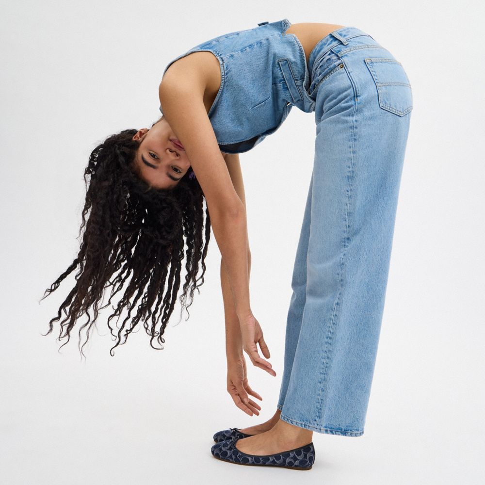 Coach Abigail Flat In Signature Denim Azuis | COH865793