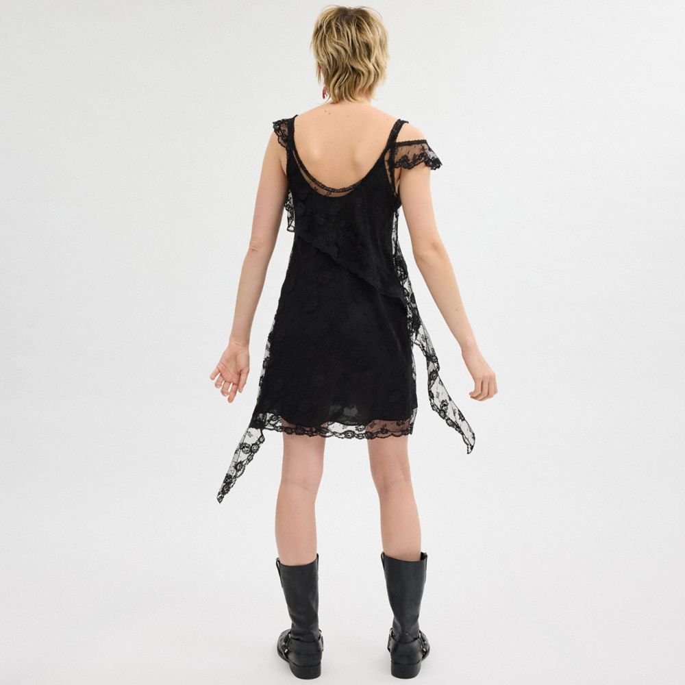 Coach All Over Lace Mini Dress Pretas | COH866058