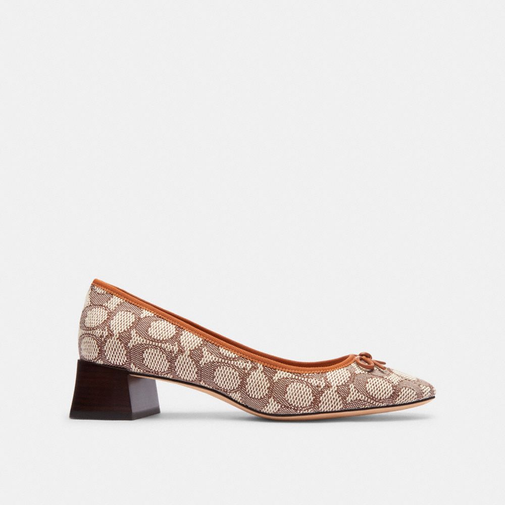Coach Ava Ballet Pump In Signature Textile Jacquard Marrom | COH865755