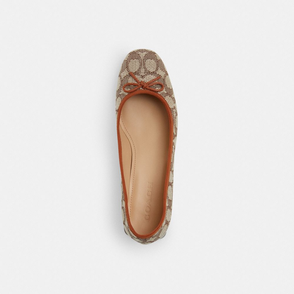 Coach Ava Ballet Pump In Signature Textile Jacquard Marrom | COH865755