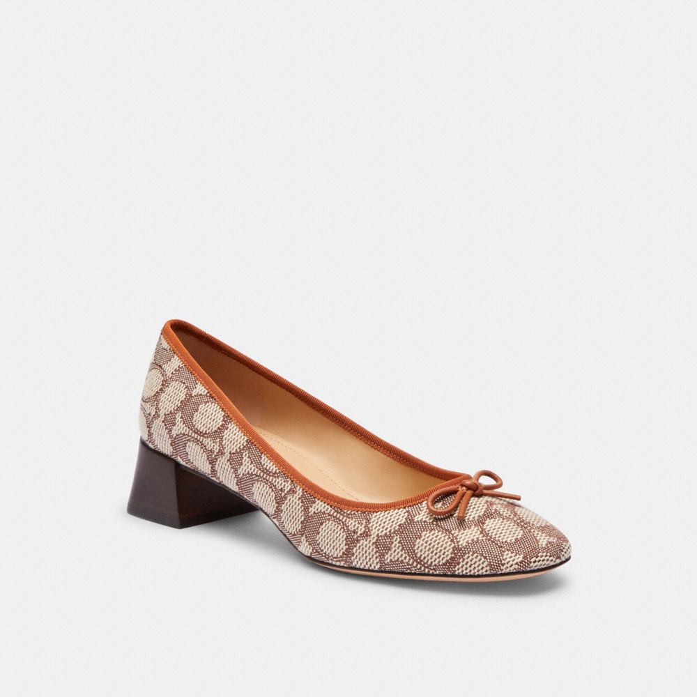 Coach Ava Ballet Pump In Signature Textile Jacquard Marrom | COH865755