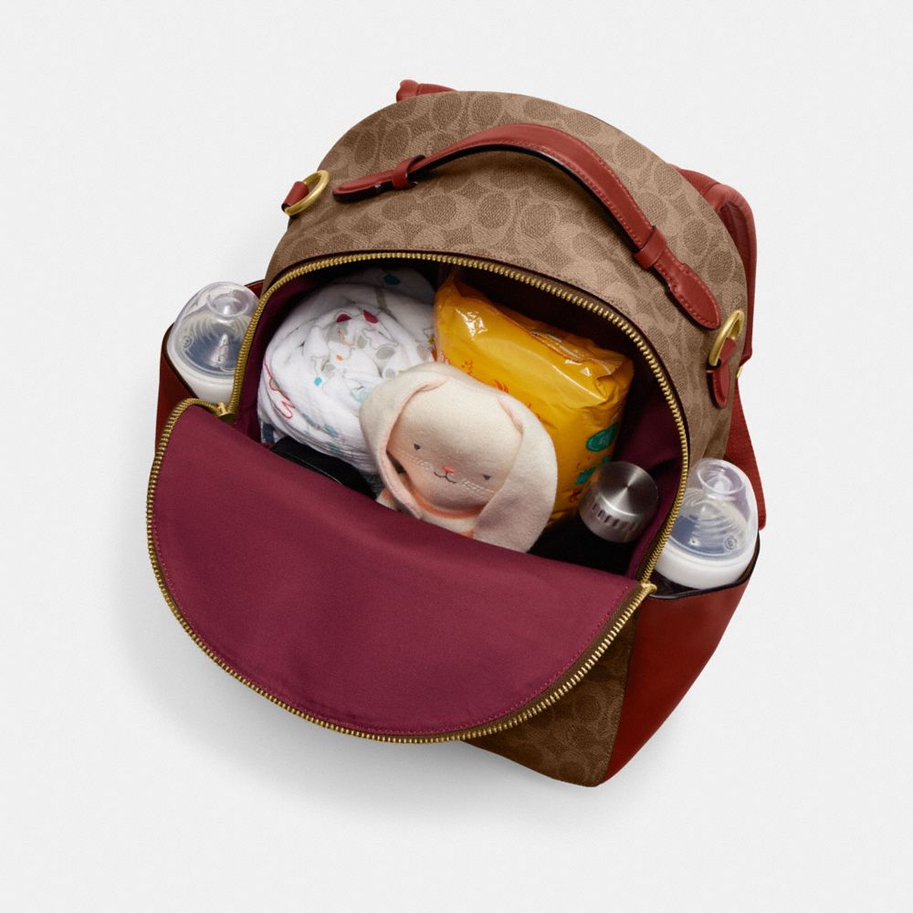 Coach Baby Backpack In Signature Canvas Marrom Vermelhas | COH865469