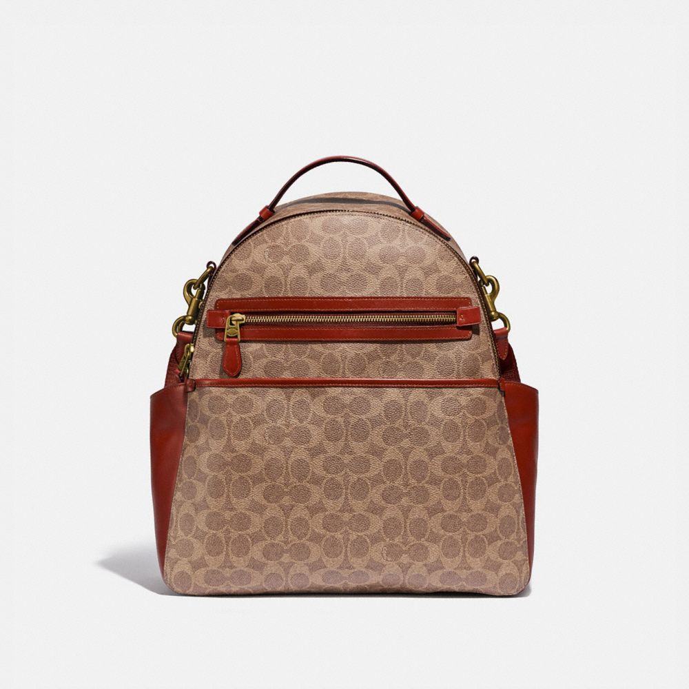 Coach Baby Backpack In Signature Canvas Marrom Vermelhas | COH865469