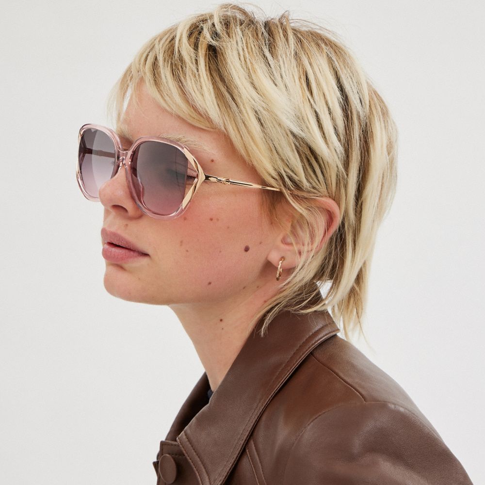 Coach Bandit Oversized Square Sunglasses Rosa Rosa Douradas | COH866329