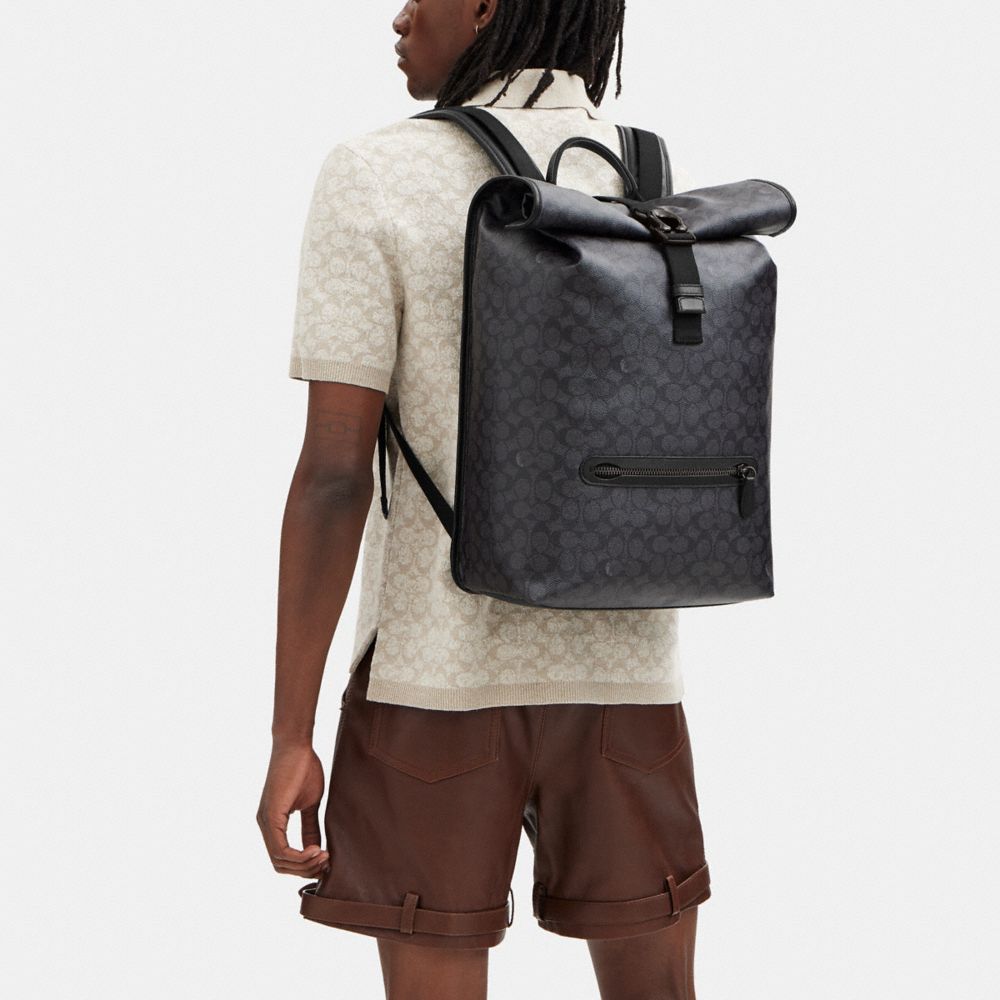 Coach Beck Roll Top Backpack In Signature Canvas Cinzentas | COH866504
