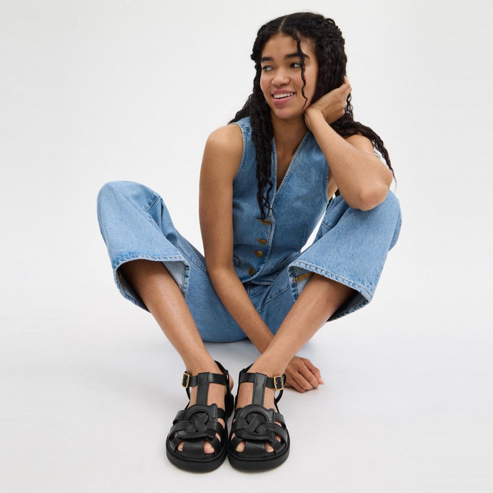 Coach Bella Fisherman Sandal Pretas | COH865900
