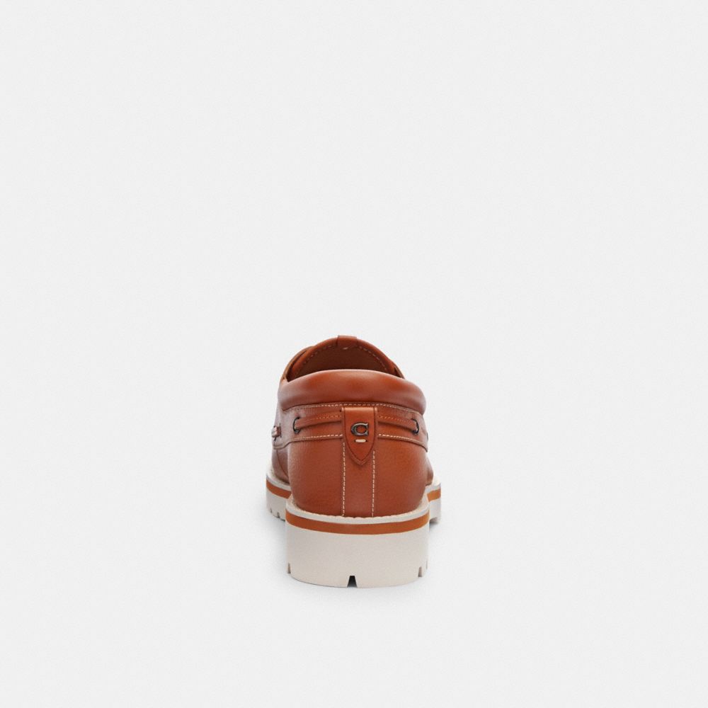 Coach Benson Boat Shoe In Signature Jacquard Marrom | COH866830