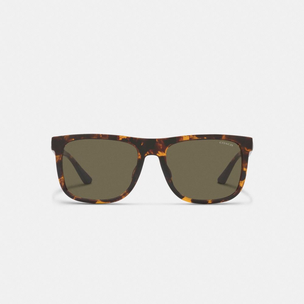 Coach Beveled Signature Flat Top Square Sunglasses Marrom | COH866339