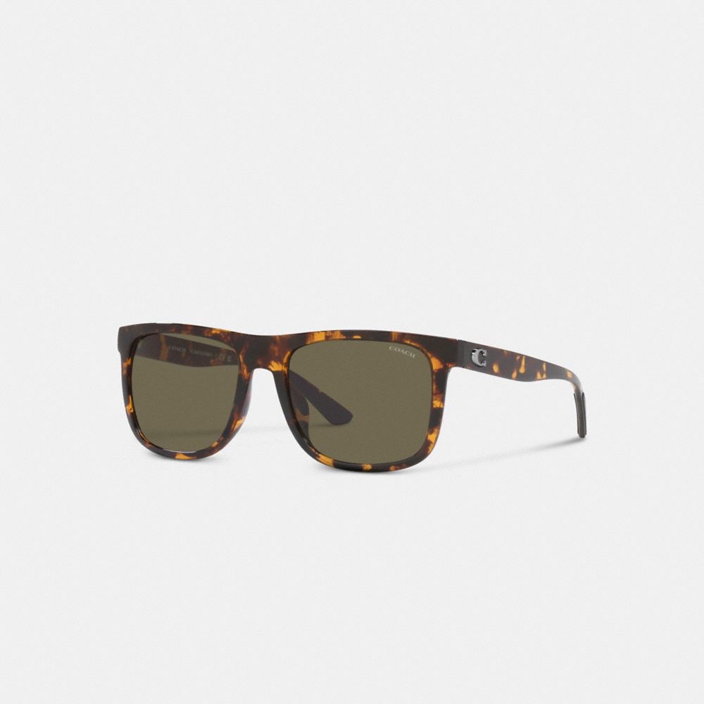 Coach Beveled Signature Flat Top Square Sunglasses Marrom | COH866339
