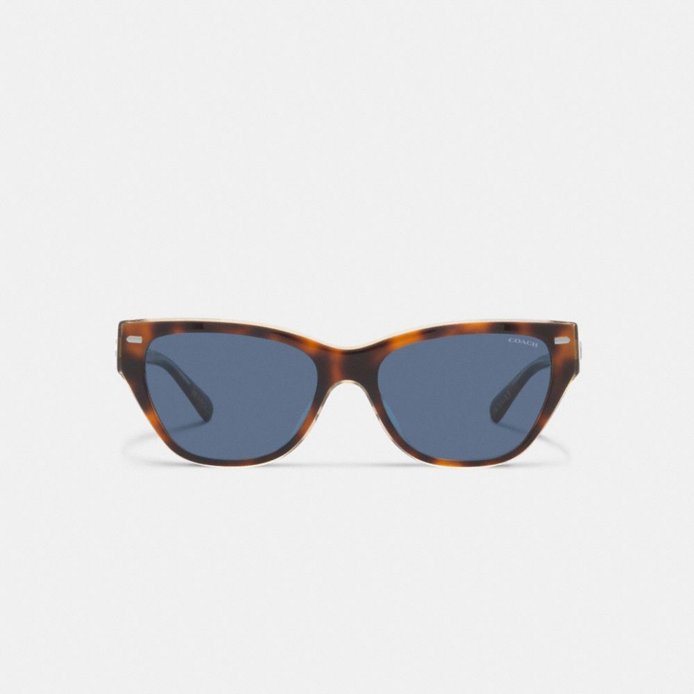 Coach Beveled Signature Square Cat Eye Sunglasses Marrom | COH866372
