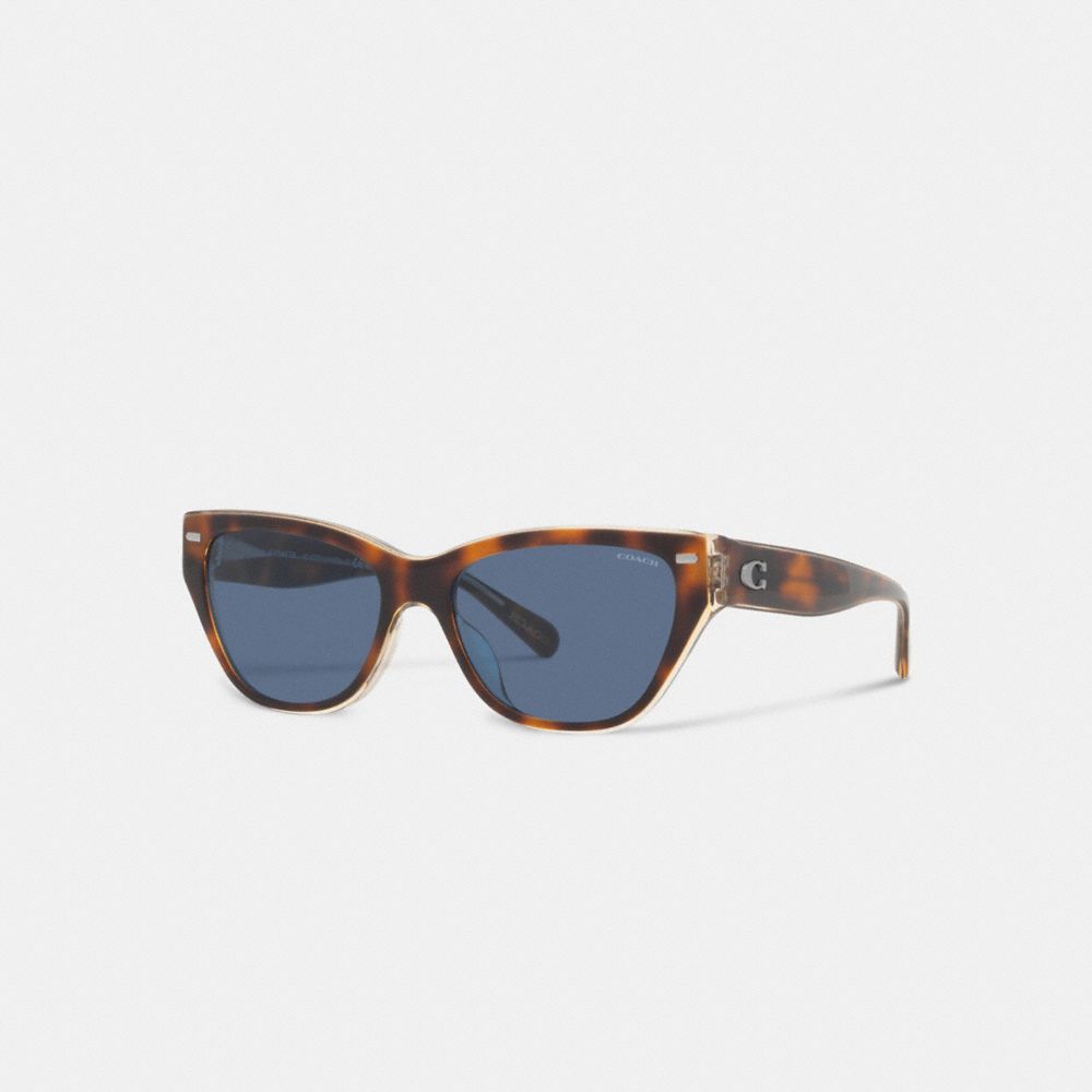 Coach Beveled Signature Square Cat Eye Sunglasses Marrom | COH866372