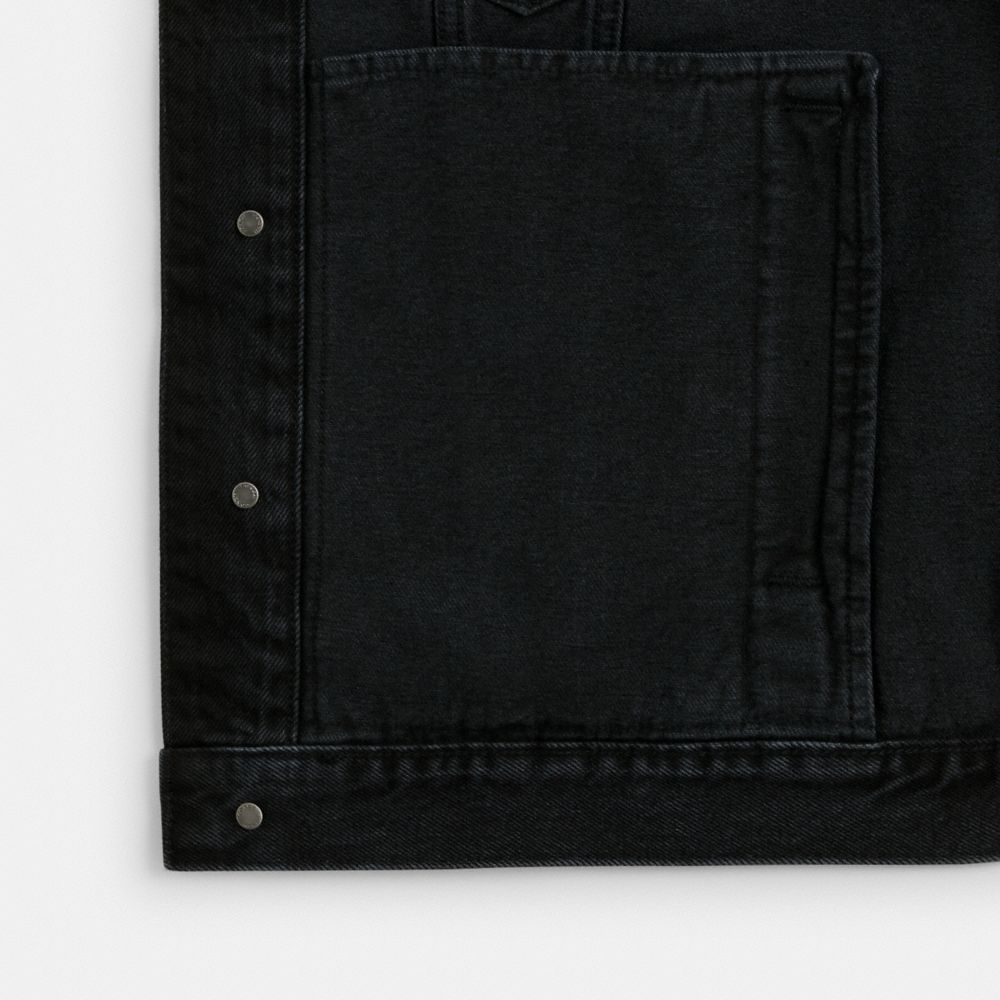 Coach Black Denim Jacket In Organic Cotton Pretas | COH866873