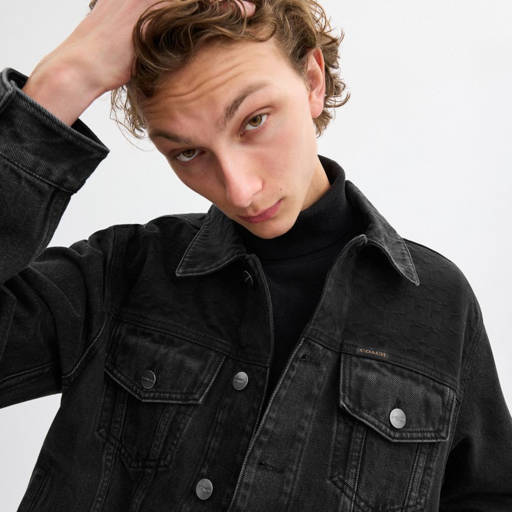 Coach Black Denim Jacket In Organic Cotton Pretas | COH866873