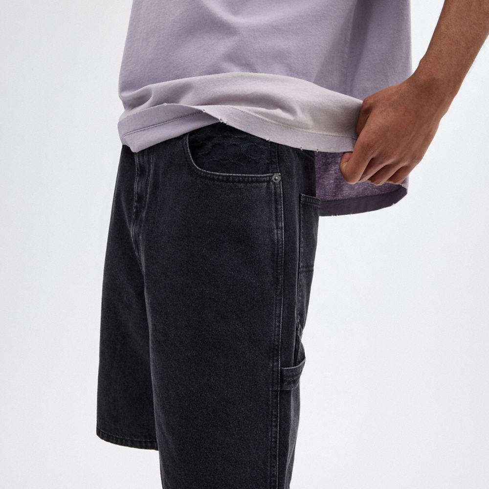 Coach Black Denim Shorts In Organic Cotton Pretas Azuis | COH866948